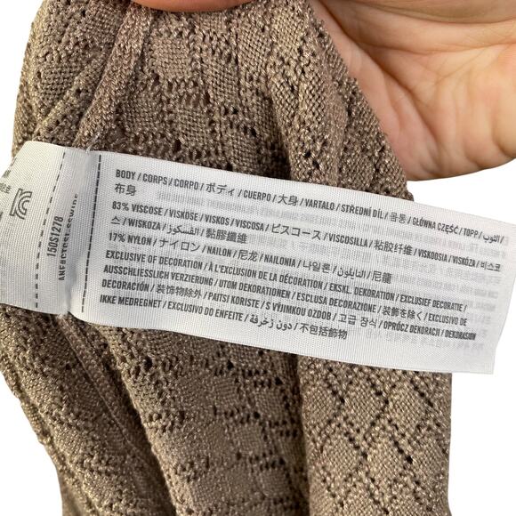 Abercrombie & Fitch Taupe Brown Pointelle Knit Square Neck Bodysuit Top SZ S - Picture 11 of 11